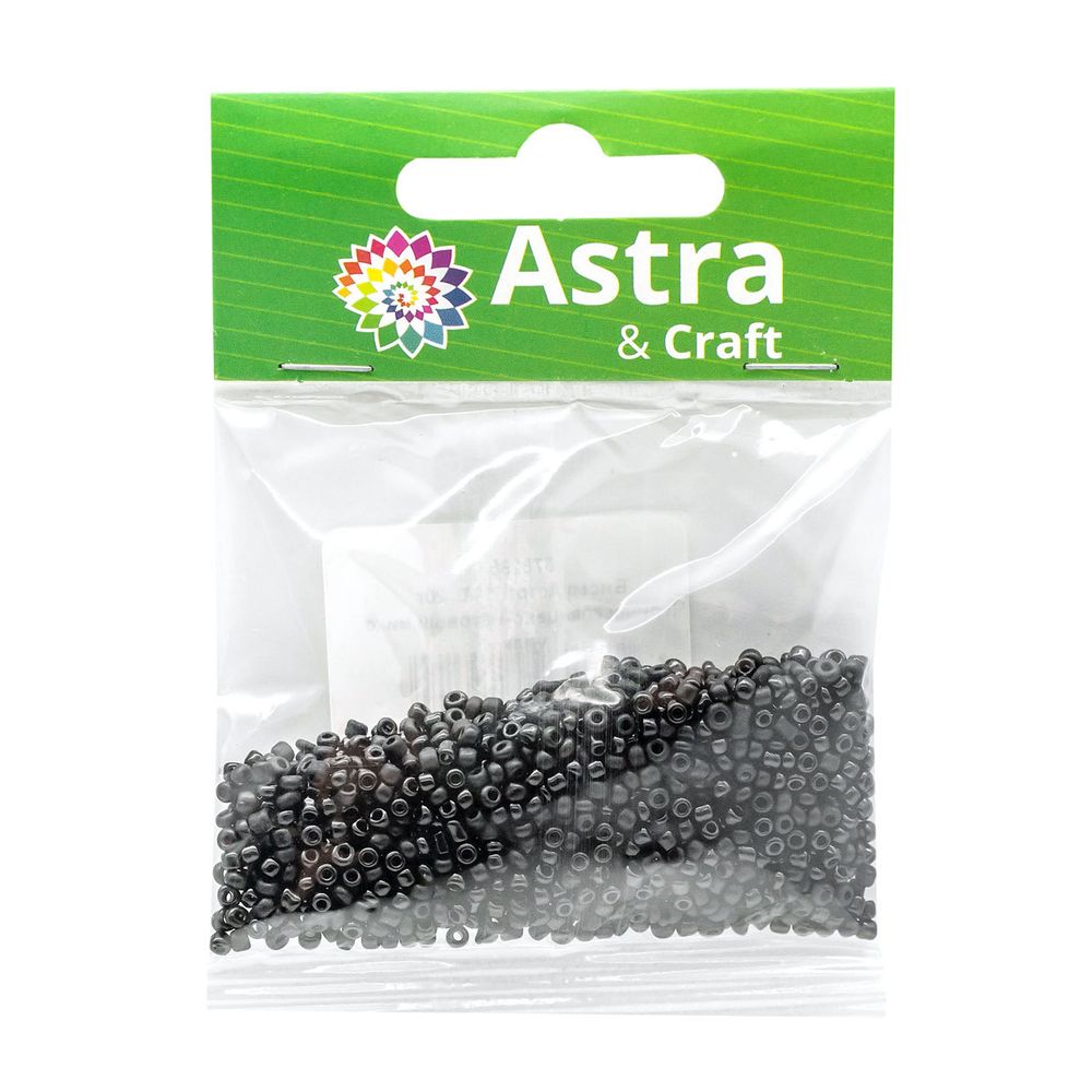Бисер стекло 11/0, упак. 20 гр, Астра, Черный глянцево-матовый микс, 10 шт /TOS/