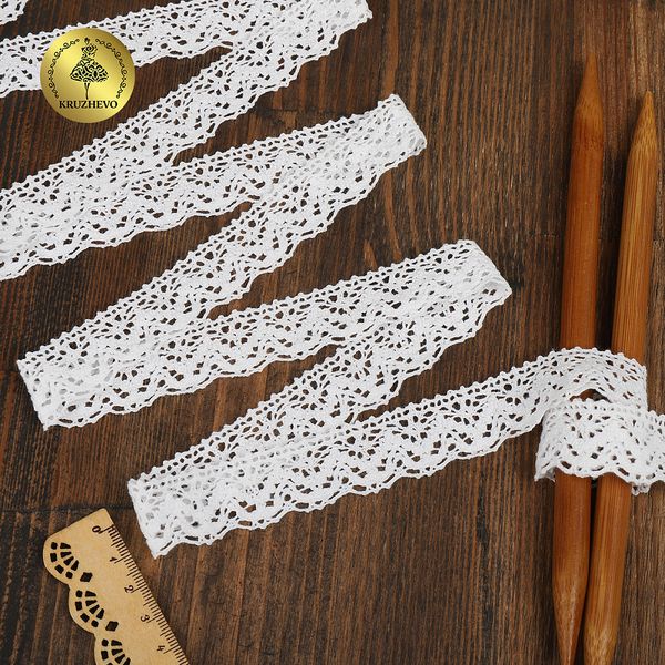 Кружево вязаное (тесьма) 19 мм / 10 метров, 5816 Тонкая нить цв.02 белый, Kruzhevo