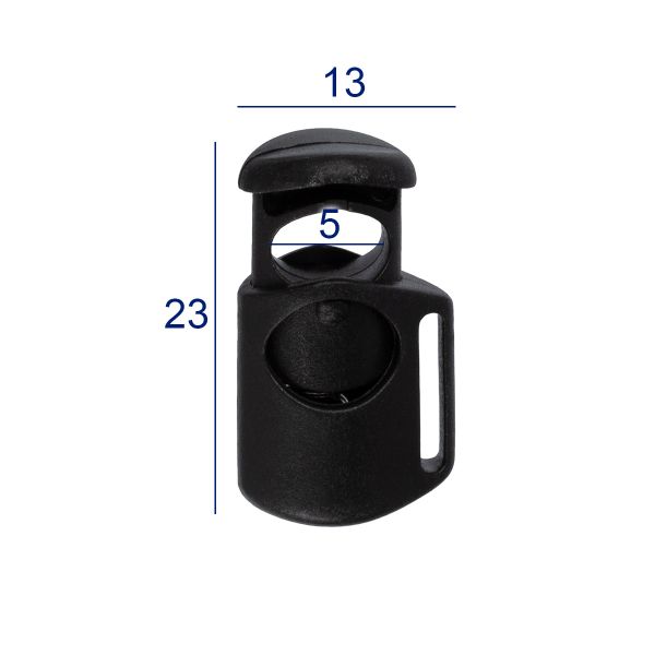 Фиксатор (зажим) для шнура пластик 1 отв., ⌀5.0 мм, 24 шт, №01 черный, Micron A 8850