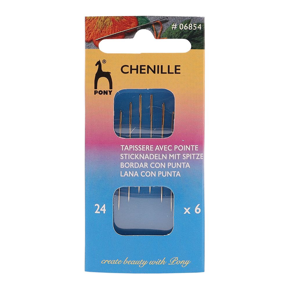 Иглы ручные для синели с золотым ушком Chenille №24, 6 шт, PONY, 06854