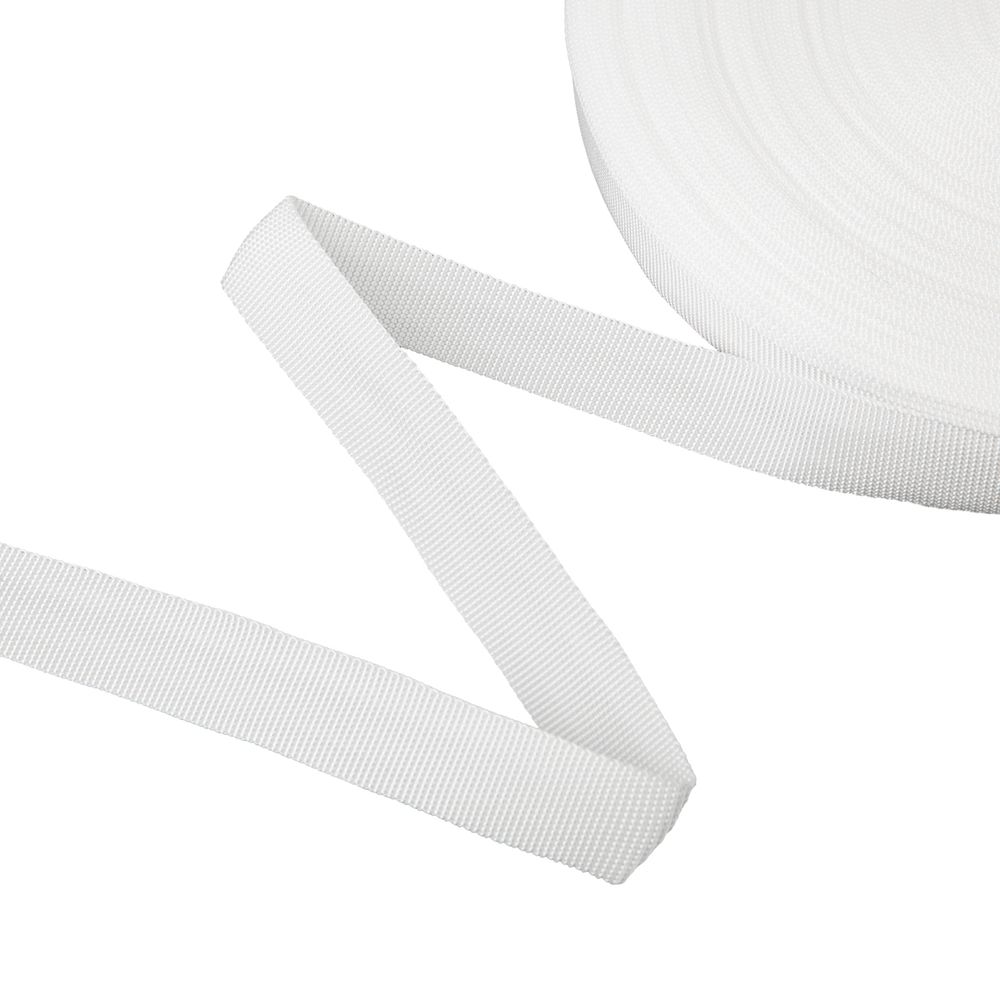 Стропа (ременная лента) 25 мм / 50 метров, толщ. 1.08 мм, [10 г/пог.м], 100% п/п, белый, Gamma G-25 W