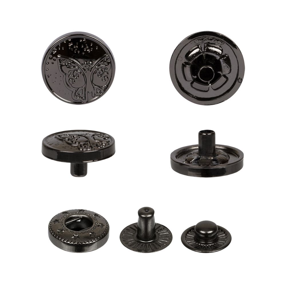 Кнопка Альфа (S-образная) ⌀12.5 мм, 36 шт, металл, нерж., 06 черн.никель, MIKRON JK 009