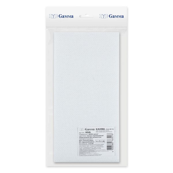 Канва Aida 14 ct, 50х50±2 см, белый с перламутровым люрексом, Gamma