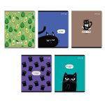 Тетрадь ученическая общая, выборочный лак, A5 80 л. на скобе 65 г/м², белизна 100% 5 шт клетка, 01526 Мяугли, Светоч Т81