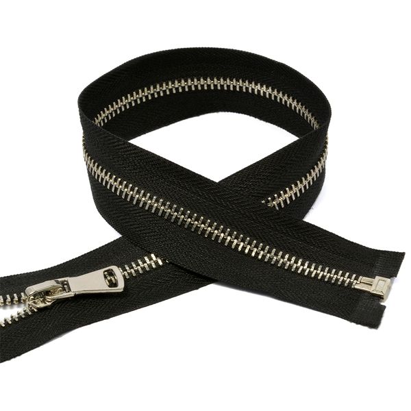 Молния металл Т5 (5 мм), 1 зам., разъем., 70 см, никель шлиф.звено, цв.F322 черный уп.50 шт, Mzipp