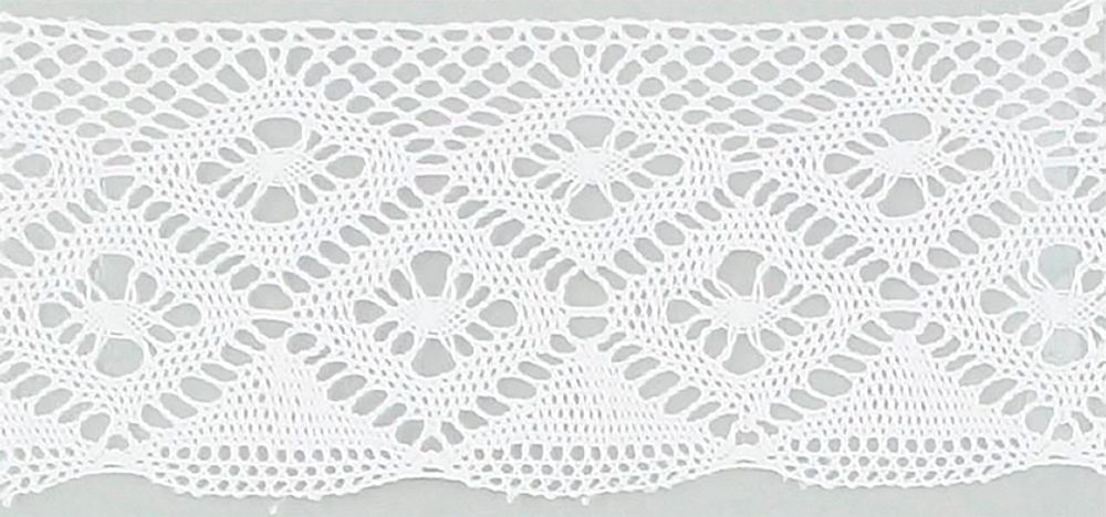 Кружево вязаное (тесьма) 35 мм, белый, 30 метров, IEMESA, 112053