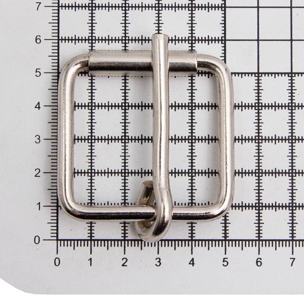 Пряжка ременная металл 40 мм (50х50 мм, d-5 мм), роликовая, никель, 6 шт
