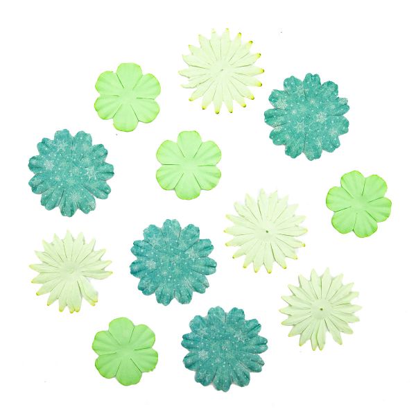 Лепестки бумажные d 6 см/6 см/4,5 см, упак. 12 шт, Астра, зеленый