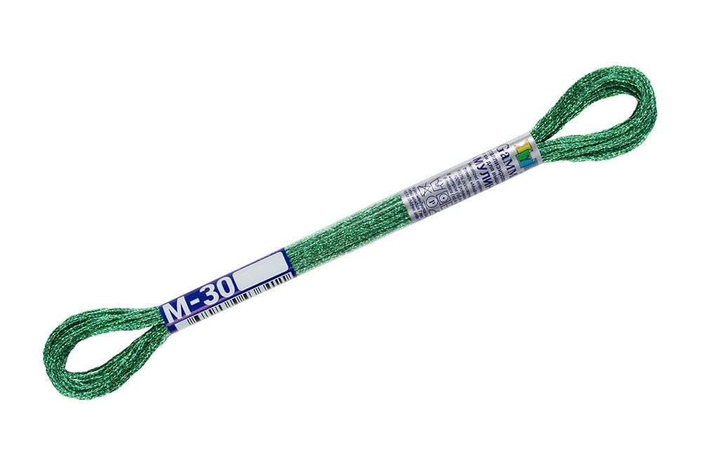 Мулине Gamma металлик, цв.М-30 зеленый, 12 мотков по 8 метров