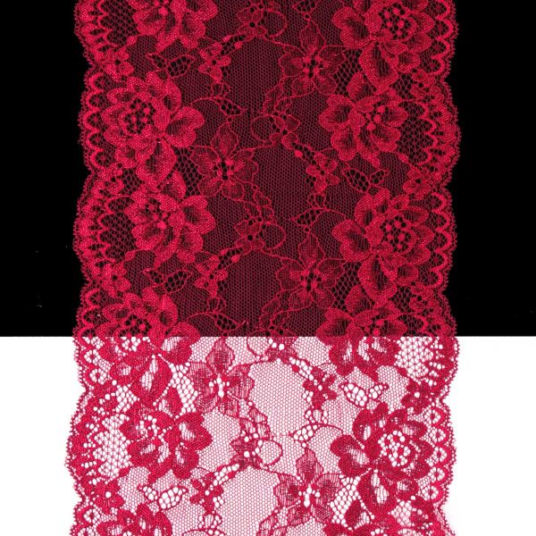 Кружево бельевое эластичное 180 мм / 13.72 м, цв. C520 т.красный