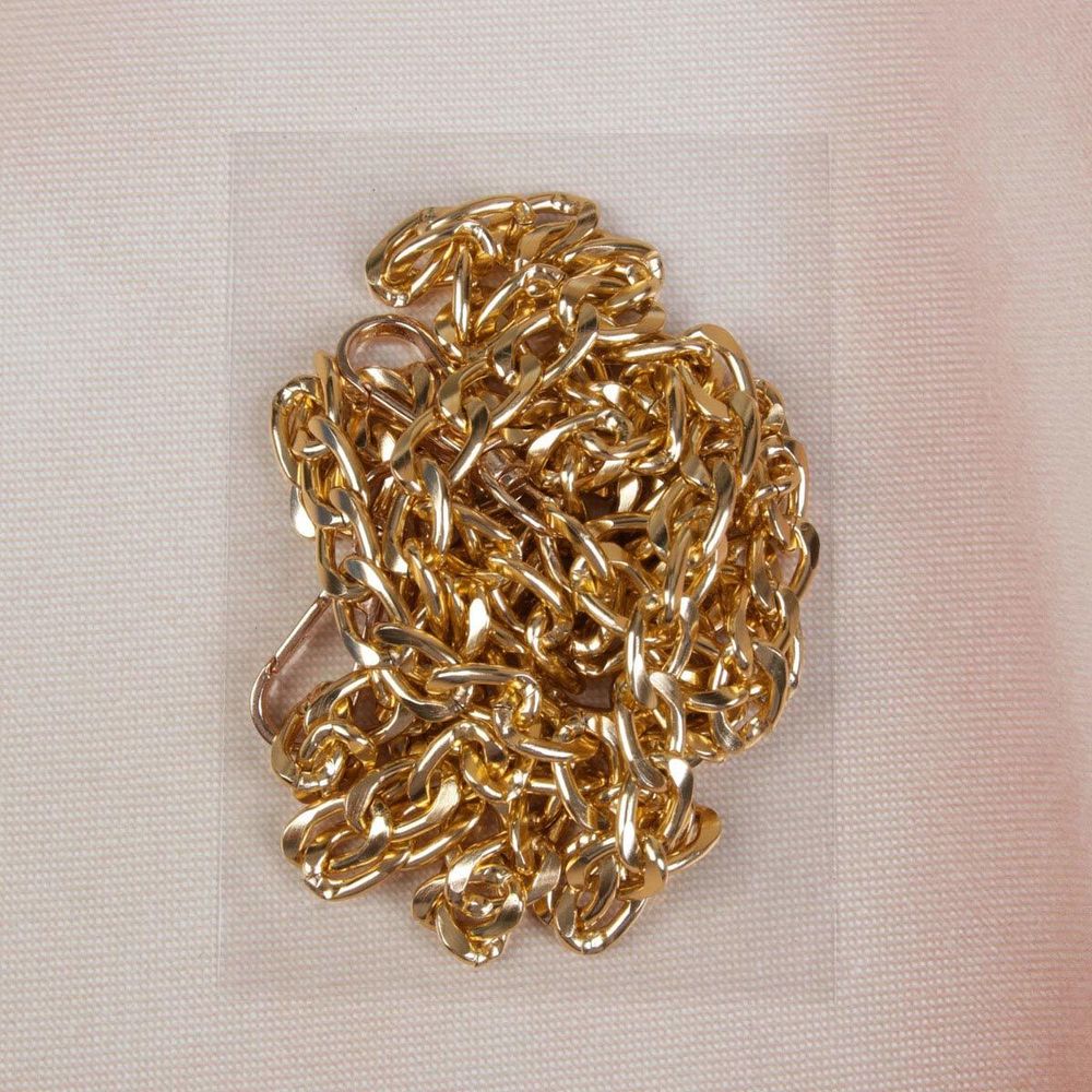 Цепочка для сумки с карабинами алюм 120см 9х14мм плоская золотой