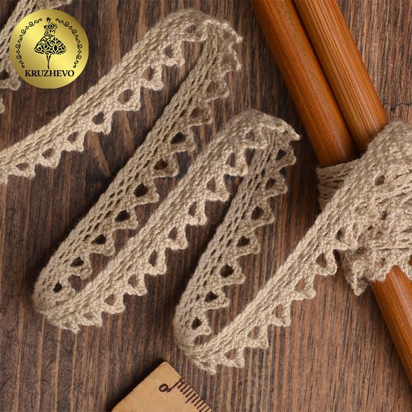 Кружево вязаное (тесьма) 10 мм / 10 метров, цв.36 св.бежевый, Kruzhevo