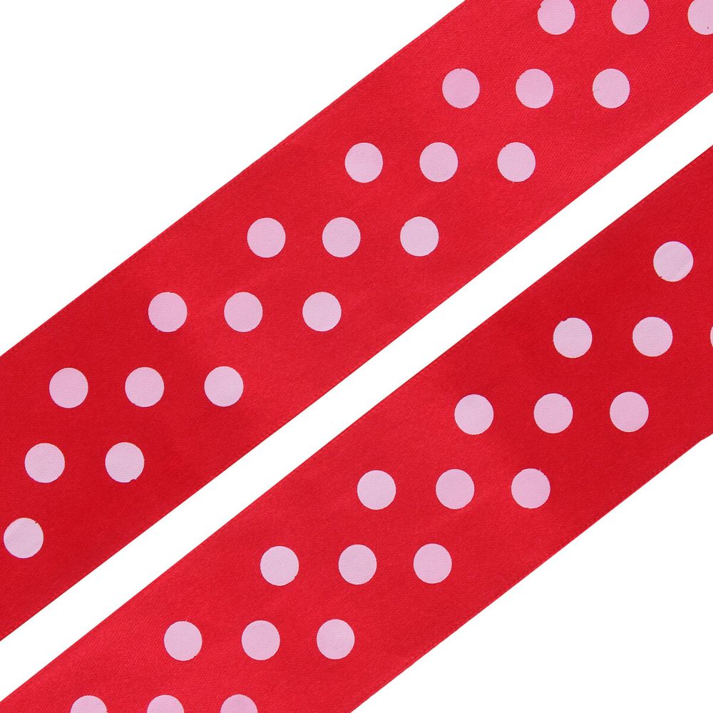 Лента атласная в горошек 45.0 мм / 3 метра, красный, Globus