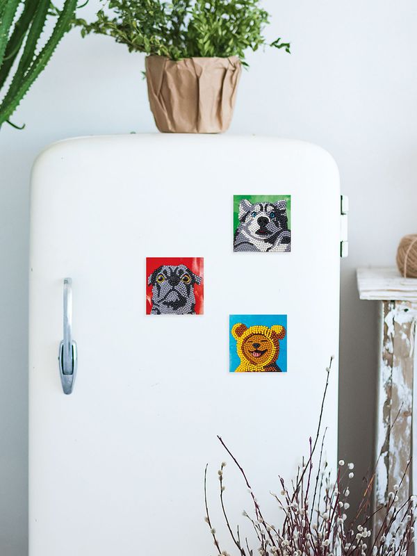 Кристальная (алмазная) мозаика Фрея ALVM-304, набор магнитов, Мемные песики, 9х9 см