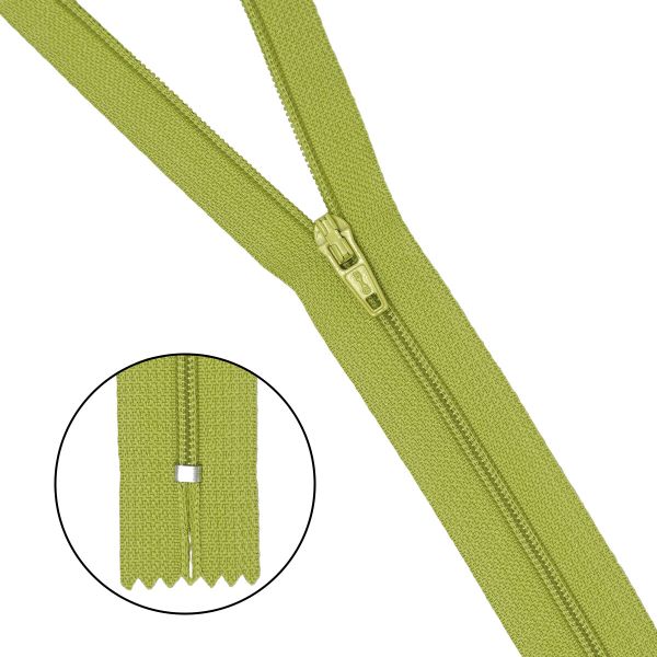 Молния спираль (витая) брючная Т3 (3 мм) 1 зам., н/раз., 20 см, автомат, салат, 30118, 10 шт