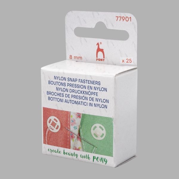 Кнопки пришивные нейлон 8 мм, прозрачный, 24 шт, Pony, 77901