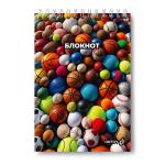 Блокнот на гребне, выборочный лак, A5 80 л., 4 шт, клетка, Яркий мяч 01239, Светоч Б127