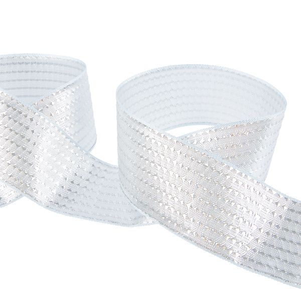 Лента металлизированная Стрела 40±2 мм / 25±0.5 метров, под серебро /silver, Blitz