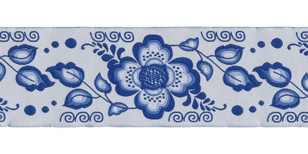 Лента (тесьма) жаккардовая 50.0 мм / 10±0.5 метров, белый/голубой, Gamma DBTRJ-80