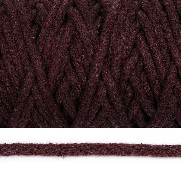 Шнур круглый х/б ⌀6.0 мм / 50 метров, 043Т бордовый