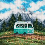 Набор для вышивания нитками Klart, Путешествие на колесах, 10х10 см