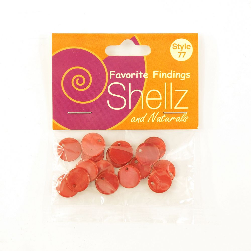 Пуговицы Shellz &amp; Natural Round River Shell Dangles 13 мм, красный, 16 шт, Blumenthal Lansing