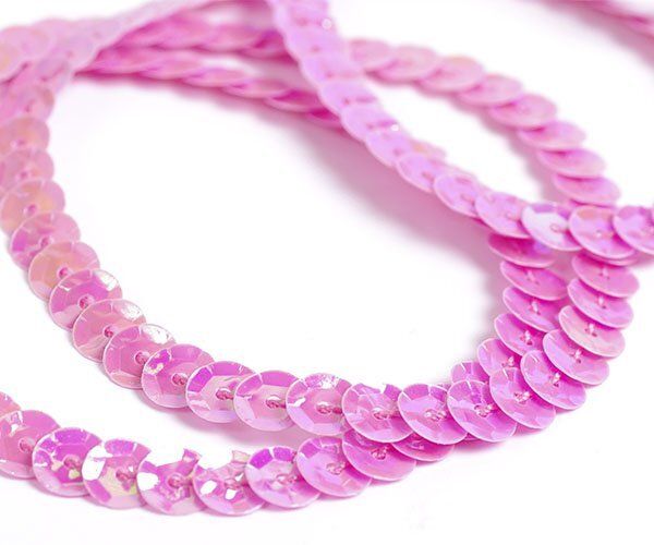 Пайетки на нитях 6мм Cream Colour арт.-FLKU06-CC цв.0089 амарантовый розовый уп.73.12м