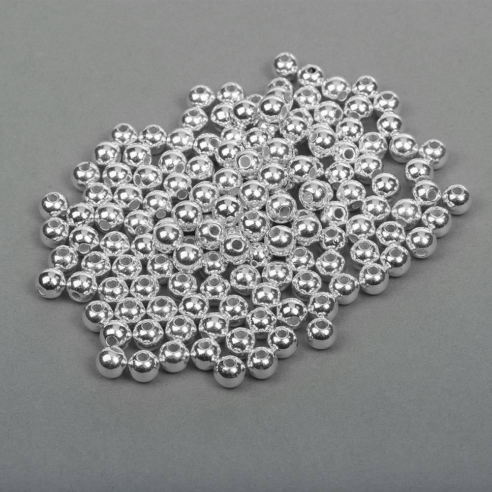 Бусины пластик ⌀8 мм, цв.серебро уп.50 г, Magic4Hobby