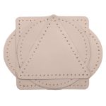 Набор заплаток пришивных из кожи, круг, квадрат, треугольник, овал 8см, с перфорацией, 4 шт (06 бежевый), 9743