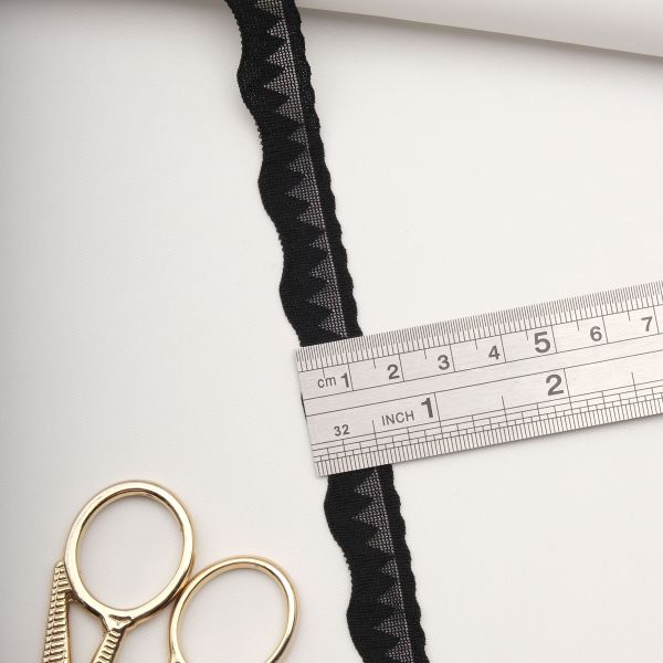 Кружево эластичное (стрейч) 15 мм / 22.86 метра, черный, 3AR2760