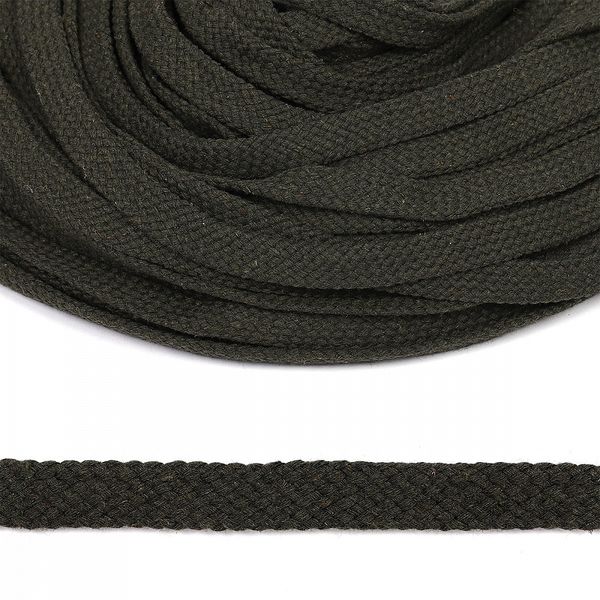 Шнур плоский плетеный х/б ⌀12.0 мм / 50 метров, турецкое плетение, 131 хаки