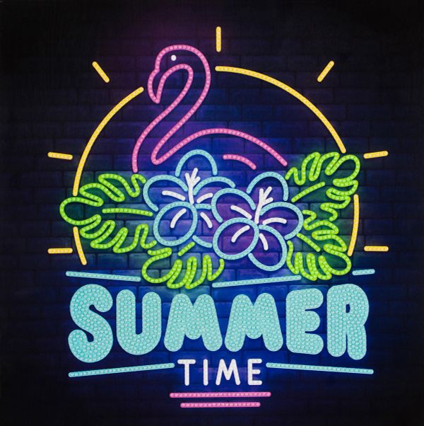 Алмазная (кристальная) мозаика Фрея ALBP-323, постер Неоновый фламинго, 30х30 см