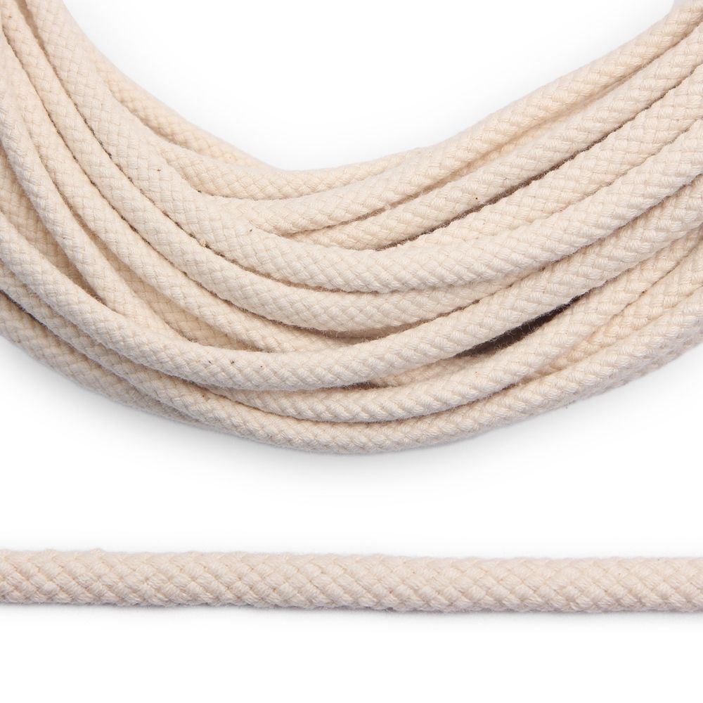 Шнур плоский плетеный х/б ⌀6.0 мм / 50 метров, цв. суровый, цв.Мн