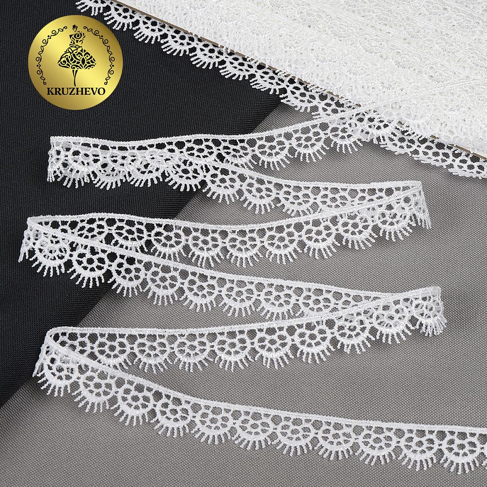 Кружево гипюр (плетёное) 16 мм / 13.71 метров, TBY.1063, цв.01 белый