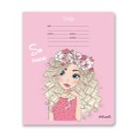 Тетрадь ученическая школьная, выборочные блёстки, A5+ 18 л. на скобе 65 г/м², белизна 100%, 20 шт, линия, 000712 Школьница, Светоч 18ТЕТл-002