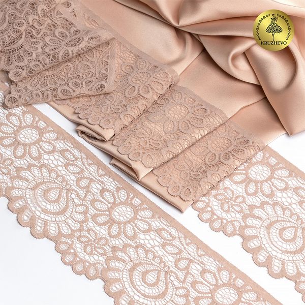 Кружево эластичное (стрейч) 90 мм, YSTL00839/N, цв.168 серебристый пион уп.25м, Kruzhevo