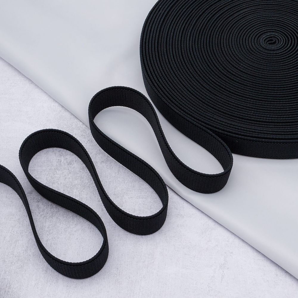 Резинка башмачная 25.0 мм / 20 метров, 34.4 г/п.м., (Мн), черный, 90805Ч