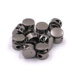 Фиксатор (зажим) для шнура металл 2 отв., 10.5х11.8 мм, ⌀3.7 мм, металл, Nickel (чер.никель), MFR08, 10 шт