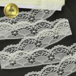 Кружево отделочное в стиле "трикотаж" 40 мм, TBY 1661, цв.02 молочный, уп.27.4м