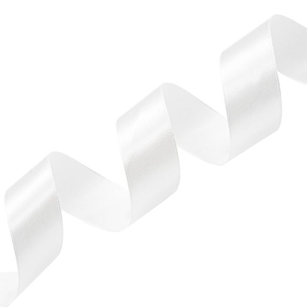 Лента атласная 1-сторонняя 25.0 мм / 22.86±1 метров, 002 белый, Globus