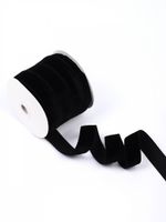 Лента бархатная (тесьма) эластичная 25.0 мм / 22.86±1 метров, арт.EL25VR03 нейлон цв.черный