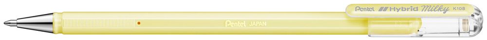 Ручка гелевая Pentel Hybrid Milky пастельная ⌀0.8 мм, K108-PG желтые чернила