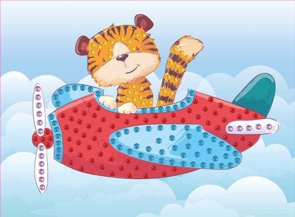 Мозаика 19.5х26.5 см, №25 Тигренок на самолете, Hobbius MDS-05