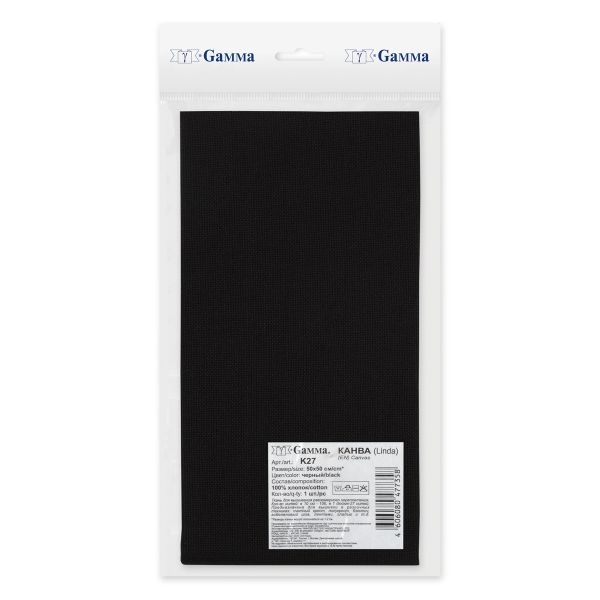 Канва для вышивания аппретированная 27 ct, 50х50±2 см, (106 клеток в 10 см), черный, Blitz