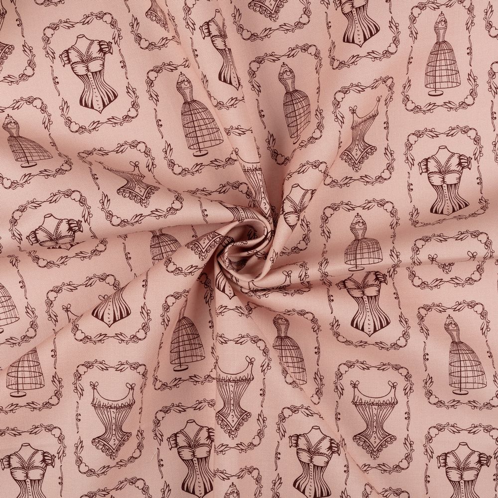 Ткань для пэчворка Peppy Век моды, отрез 50х55 см, 146 г/м², ВМ-17 розовый, Peppy