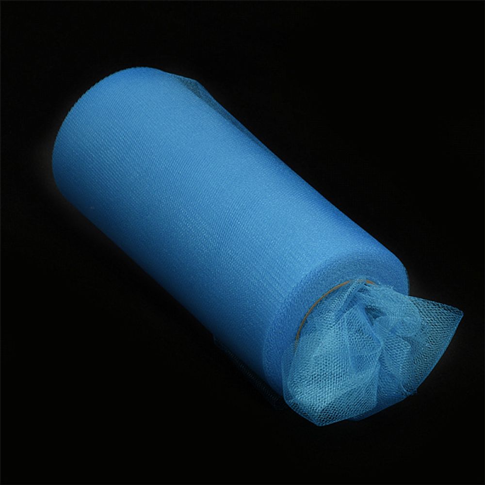 Фатин на шпульке блестящий, средняя жесткость, 100% нейлон, 150 мм цв. 16 синий, 22,86м