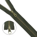Молния металл Т5 (5 мм) 2 зам., разъем., 80 см, антик, 078 хаки, 5 шт, 15780-5