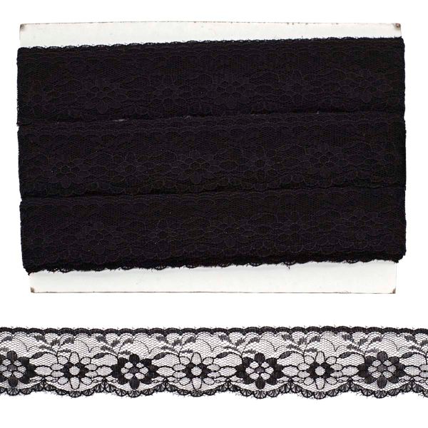 Кружево на сетке 35 мм, 25 м 0623-1023, черный
