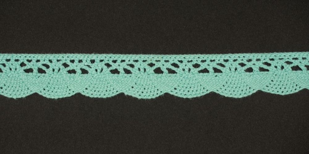 Кружево вязаное (тесьма) 20 мм, цв.мятный, Alfa, 25 метров, AF-151-075 Кружево вязаное (тесьма) 20 мм, цв.мятный, Alfa, 25 метров, AF-151-075