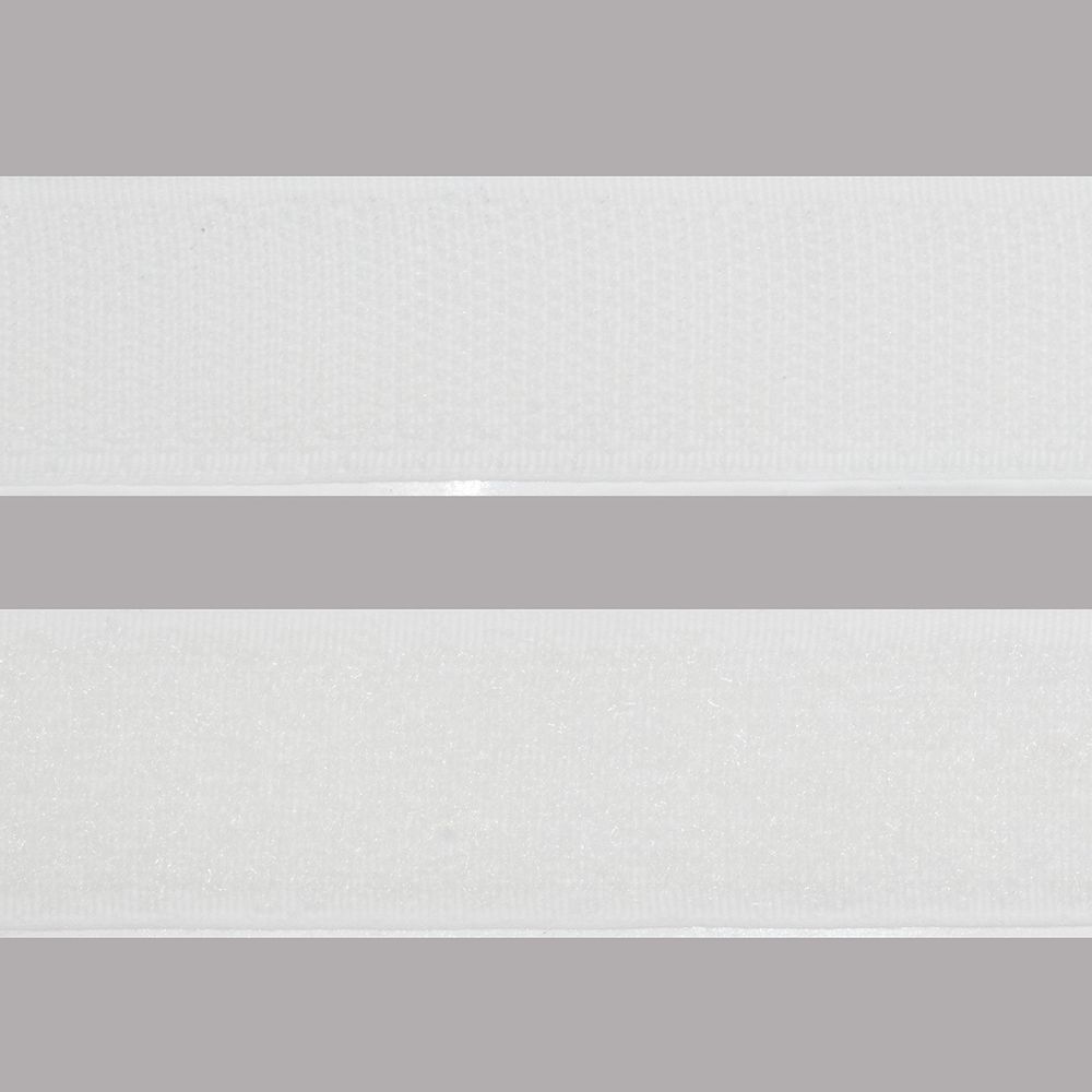 Лента контактная липучка (велкро) клеевая 25 мм / 25 метров, 29.4 г/м, 5001 белый, ПАРА (крючок+петля), качество "B"